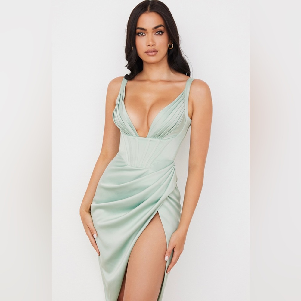 House of CB Faye Dress in Sage- MEDIUM